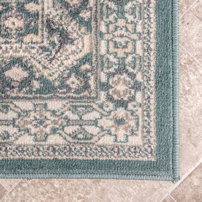 Nuloom Becca Blue/Ivory, 6' Round, Traditional Tiled, Soft and Cozy, High Traffic, Stain Resistant, Easy Clean, Durable Area Rug for Bedroom, Living Room, Dining Space, Den, Foyer, Entryway