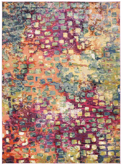 SAFAVIEH Monaco Collection Area Rug - 8' x 10', Pink & Multi, Boho Chic Abstract Watercolor Design, Non-Shedding & Easy Care, Ideal for High Traffic Areas in Living Room, Bedroom (MNC225D)