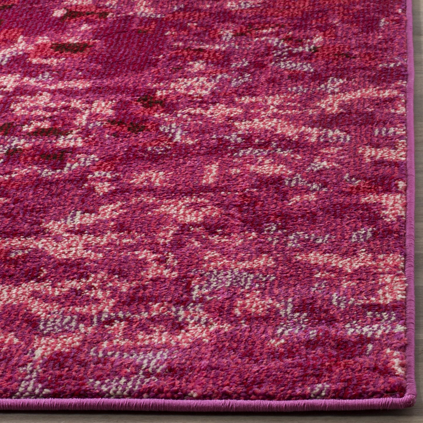 SAFAVIEH Monaco Collection Area Rug - 6'7" x 9'2", Fuchsia, Boho Chic Abstract Watercolor Design, Non-Shedding & Easy Care, Ideal for High Traffic Areas in Living Room, Bedroom (MNC225F)