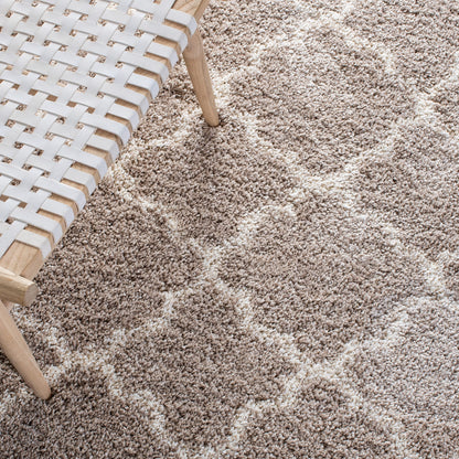 SAFAVIEH Hudson Shag Collection Area Rug - 5'3" x 7'6", Beige & Ivory, Moroccan Trellis Design, Non-Shedding & Easy Care, 2-inch Thick Ideal for High Traffic Areas in Living Room, Bedroom (SGH282F)