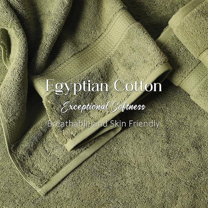 Superior Solid Egyptian Cotton Towel Set, Washcloths 13” x 13”, Hand Towels 20”