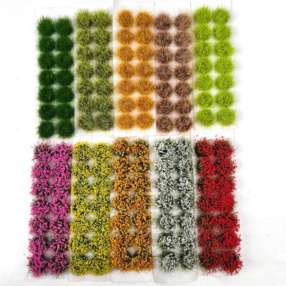 ZZZ SAN ZHI 140-Piece Mixed Grass & Flower Tufts Miniature Scenery Set, for Diorama Railway Train Car Model Landscape Decoration