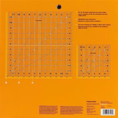 Fiskars® Square Sewing Ruler Set, (6.5 in. x 6.5 in, 12.5 in. x 12.5 in, 2 Pieces)