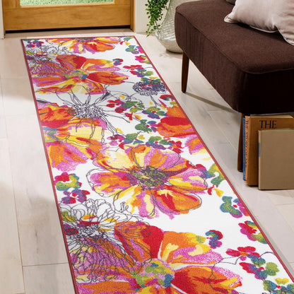 Rugshop Modern Bright Flowers Non-Slip (Non-Skid) Area Rug Runner 2' X 7' (22" X 84") Multi