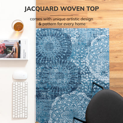 Anji Mountain Rug'd Office Chair Mat for Carpet & Hardwood Floor - Jacquard Woven, Anti-Slip Backing, Low Pile, Floor Protector Desk Chair Mat, Office Rugs for Rolling Chairs (Maldives - 36" x 48")
