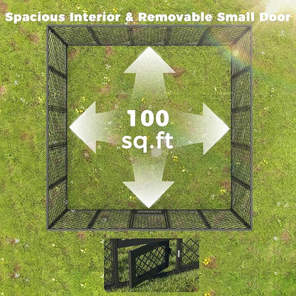 10x10x6.4 FT Large Outdoor Dog Kennel with Roof, Heavy Duty Anti-Rust Metal Dog Enclosure Fence for All Weather Resistant, Secure Double Locks for Large Dogs Outsides