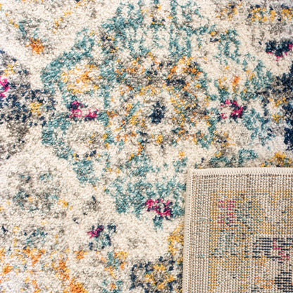 SAFAVIEH Madison Collection Runner Rug - 2'3" x 12', Cream & Multi, Boho Chic Distressed Design, Non-Shedding & Easy Care, Ideal for High Traffic Areas in Living Room, Bedroom (MAD611B)
