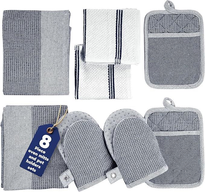 Casa Platino Mini Oven Mitts Set, 8-Piece – 500°F Heat Resistant Silicone Oven