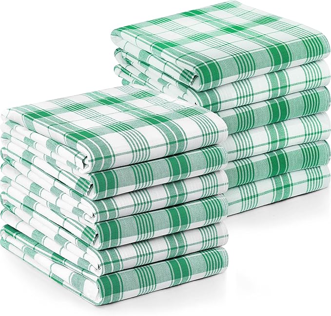 Utopia Towels Green & White Dish Towels 100% Ring Spun Cotton Highly Absorbent