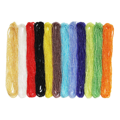BALABEAD 11/0 Glass Seed Beads 1 Hank 3 Meters (12 String Hanks,Total 12 Colors) Glass Silver Lined