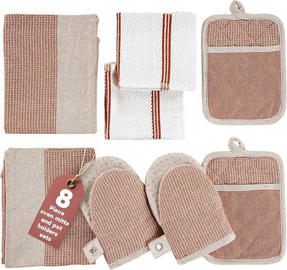 Casa Platino Potholders for Kitchens, 8-Piece – 500°F Heat Resistant Oven Mitts