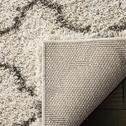 SAFAVIEH Hudson Shag Collection Area Rug - 6' x 9', Ivory & Grey, Moroccan Trellis Design, Non-Shedding & Easy Care, 2-inch Thick Ideal for High Traffic Areas in Living Room, Bedroom (SGH282A)