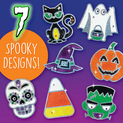 Creativity for Kids Halloween Window Art Kit | Create 7 Spooky Suncatchers with Paint, Rhinestones & Wiggly Eyes | DIY Craft Kit for Kids | Fun for Parties, Gifts & Seasonal Décor (Ages 6+)