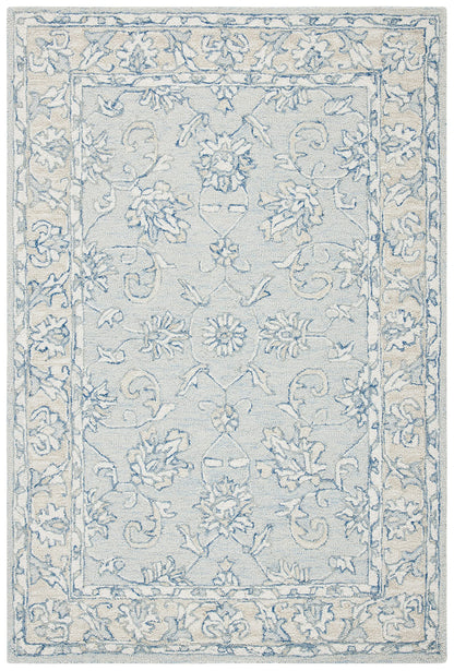 SAFAVIEH Micro-Loop Collection Accent Rug - 2'3" x 5', Blue & Beige, Handmade Wool, Ideal for High Traffic Areas in Entryway, Living Room, Bedroom (MLP535M)