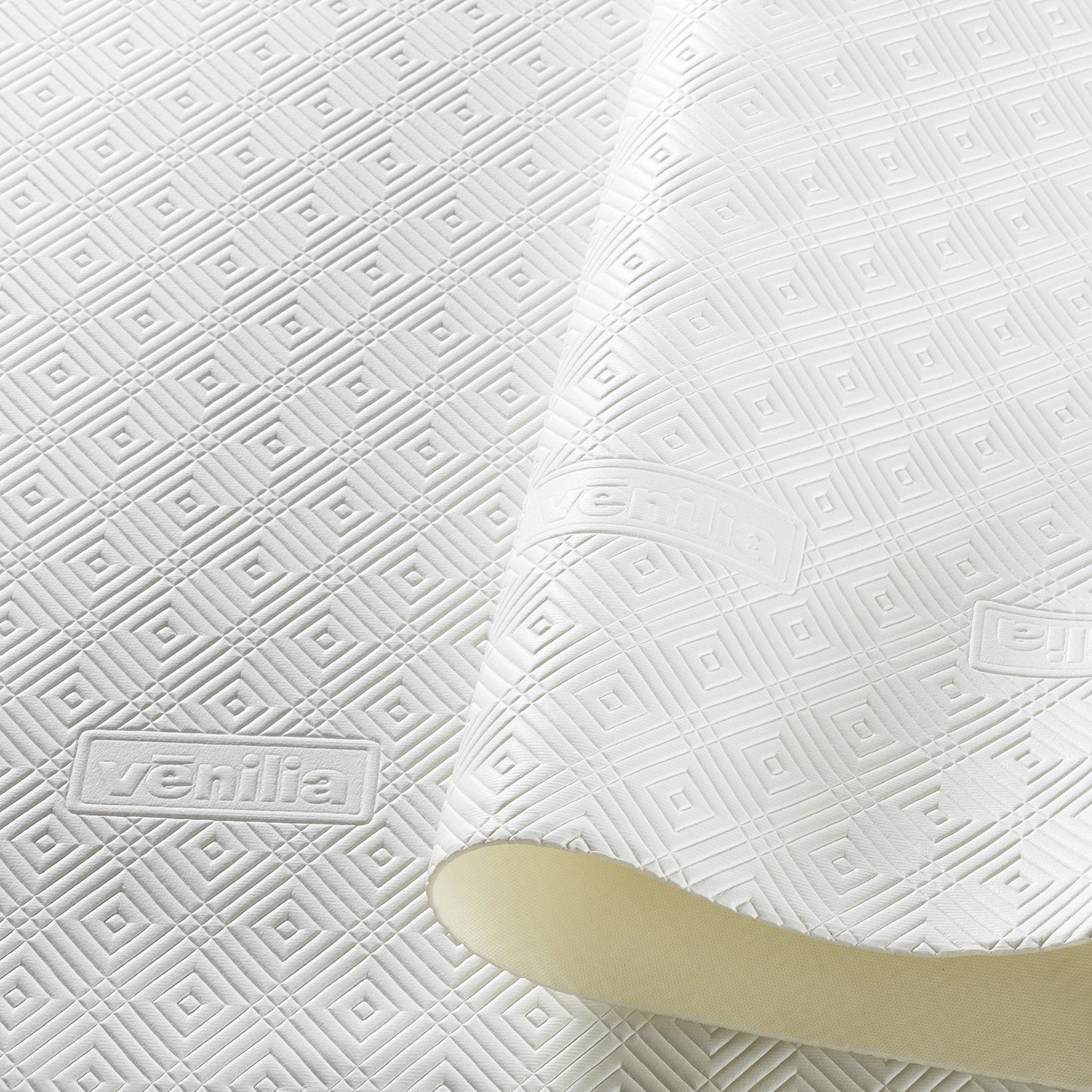 Venilia Bulgomme Table Protector White Non-Slip Tablecloth Underlay Shock Absorbing Easy Care Liquid Impermeable PVC Polyester Rectangular 135 x 220 cm 53377