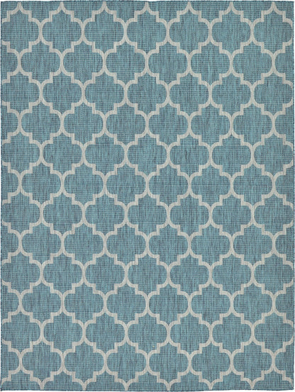 Unique Loom Outdoor Trellis Collection Area Rug (9' x 12' Rectangle, Teal/ Gray)