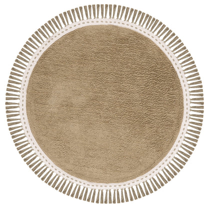SAFAVIEH Washable Rug Easy Care Collection - 4' Round, Green & Ivory, Handmade Cotton, Easy to Clean, Ideal for Foyer, Kitchen, Nursery, Office, Bedroom (ECR204Y)
