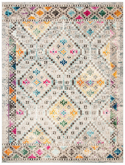 SAFAVIEH Madison Collection Area Rug - 6' x 9', Grey & Yellow, Boho Diamond Distressed Design, Non-Shedding & Easy Care, Ideal for High Traffic Areas in Living Room, Bedroom (MAD418F)