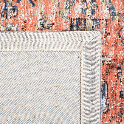 SAFAVIEH Classic Vintage Collection Accent Rug - 4' x 6', Rust & Navy, Oriental Distressed Cotton Design, Easy Care, Ideal for High Traffic Areas in Entryway, Living Room, Bedroom (CLV305P)