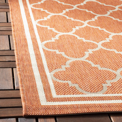 SAFAVIEH Courtyard Collection 6'7" x 9'6" Red/Bone CY6918 Trellis Indoor/ Outdoor Splashproof Easy Scrubbing Patio Backyard Mudroom Area Rug