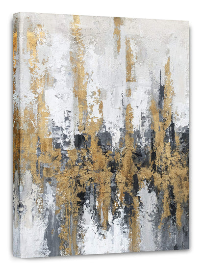 Yihui Arts Modern Abstract Skyline Canvas Wall Artwork with Gold Foil for Office Decoration