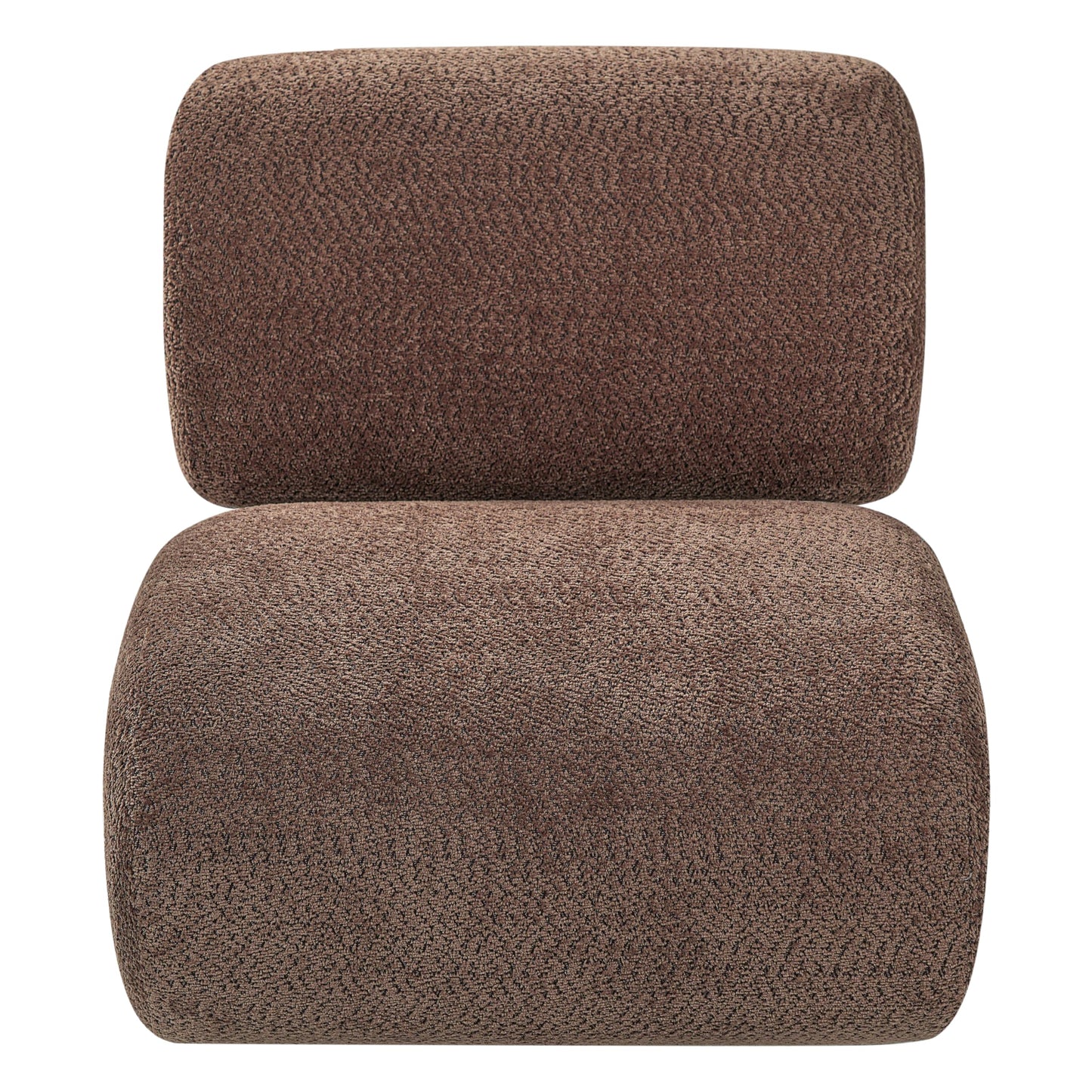 Christopher Knight Home Cubis Low Profile Accent Chair, Modern Living Room Armless Lounge Chair, Boucle Upholstered Reading Chair, Wooden Frame and Thick Padded Seat, Brown