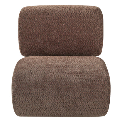 Christopher Knight Home Cubis Low Profile Accent Chair, Modern Living Room Armless Lounge Chair, Boucle Upholstered Reading Chair, Wooden Frame and Thick Padded Seat, Brown