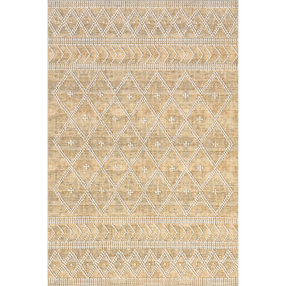Nuloom Splashguard Úna Tan/Ivory, 4' x 6', Geometric, Soft and Cozy, High Traffic, Stain Resistant, Easy Clean, Durable, Machine Washable Area Rug for Bedroom, Living Room, Dining, Den, Foyer