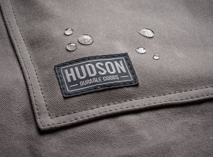 Hudson Durable Goods Heavy Duty Waxed Canvas Work Apron with Tool Pockets (Black), Cross-Back Straps & Adjustable M to XXL (Grey)