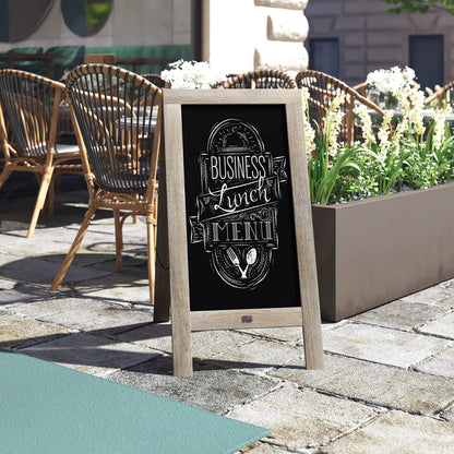 A Frame Chalkboard by HBCY Creations: 40x20 Solid Wood A-Frame Sign Light Wash Double-Sided Magnetic Board, Chalkboard Menu Board, for Restaurants, Cafés, Weddings - Heavy Duty Hinges