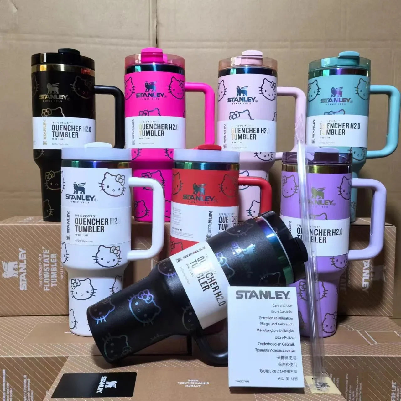 Pink Stanley Quencher H2.0 Tumbler – 40 oz Travel Cup