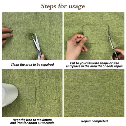 King Mountain Premium Linen Fabric Iron-on Repair Patch, Inside&Outside 3"x60" With Backing Glue, Decorative Kit (Medium Grey)