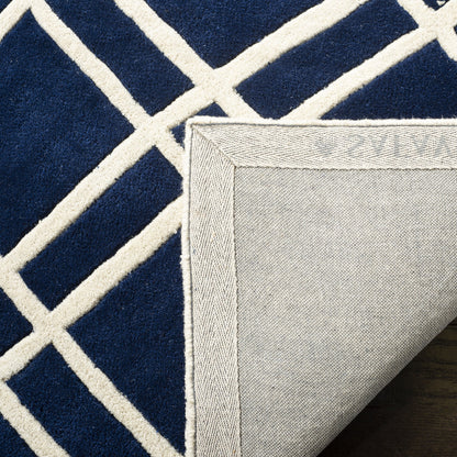 SAFAVIEH Chatham Collection 4' x 6' Dark Blue/Ivory CHT740C Handmade Diamond Lattice Premium Wool Area Rug